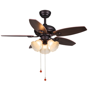 Wood blades electric ceiling fan with light
