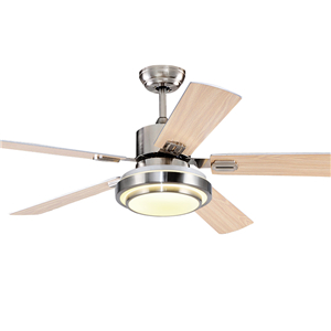 Wood blade ceiling fan with lamp